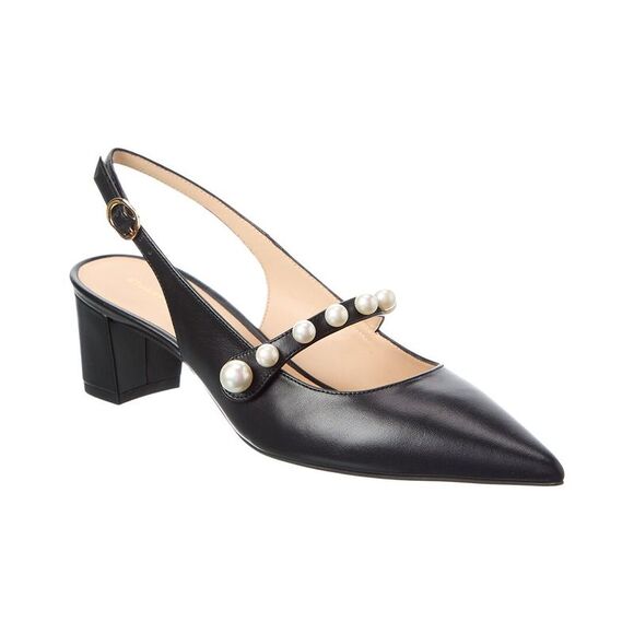 Stuart Weitzman Pia Mary Jane Leather Slingback Pump, Black - Picture 1 of 5